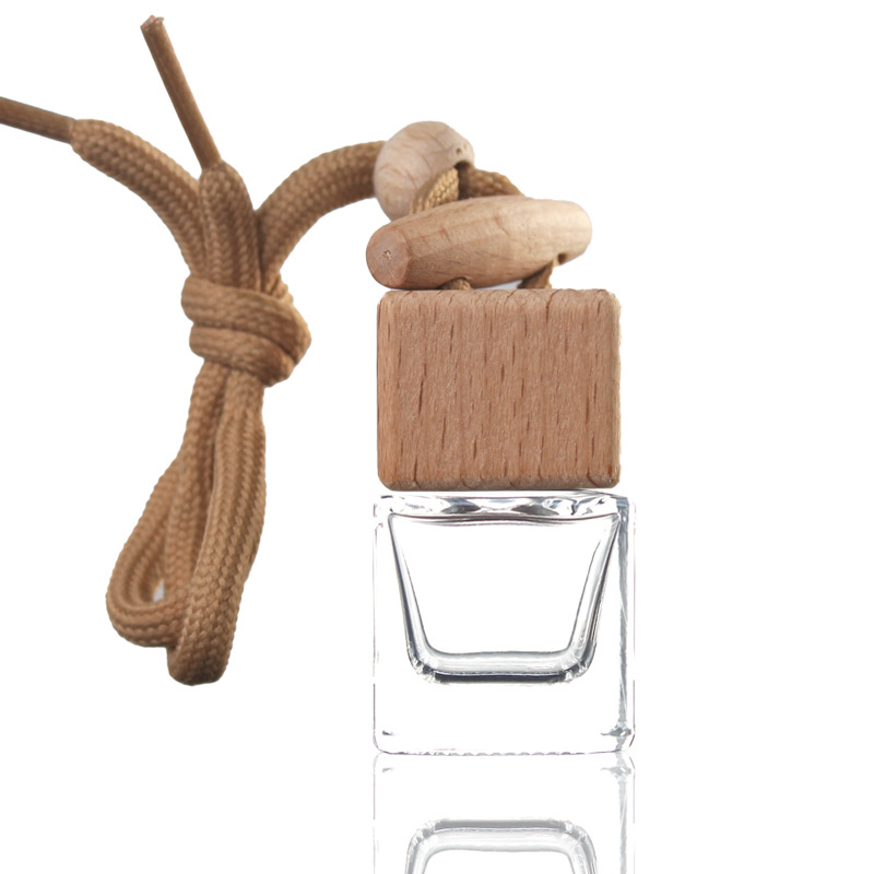 5ML car aromatherapy glass bottle hanger, diffuser wooden cap, car perfume dispenser bottle hanger, empty bottle Item Picture