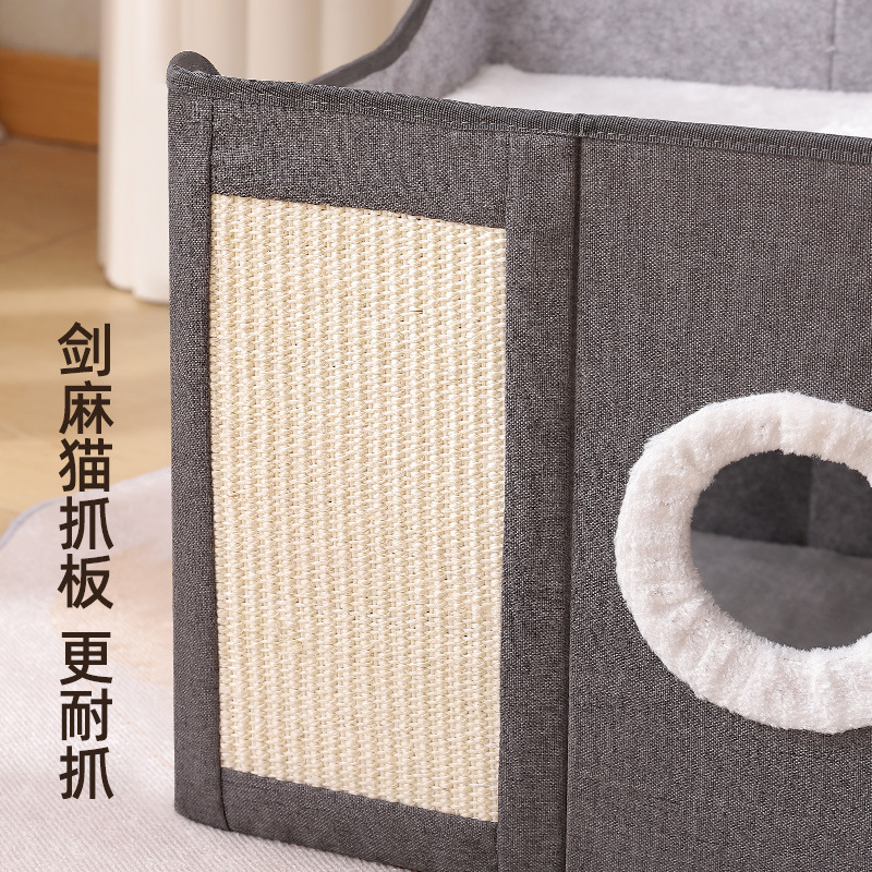 Factory direct supply of cross-border foldable storage cat beds, cat houses, villas, all-season suitable for keeping warm, with cat scratch plates Specification image