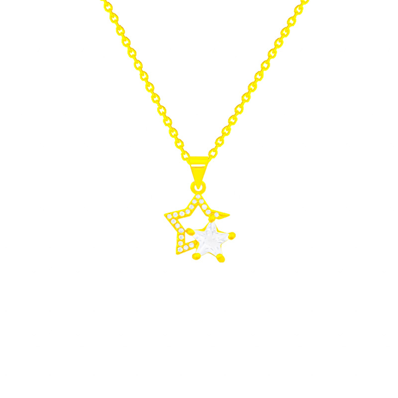 Temperament Pentacle Necklace Light Luxury Minority Zircon Pendant Fashion All-Match Titanium Steel Clavicle Chain Senior Sense Accessories Women Item Picture