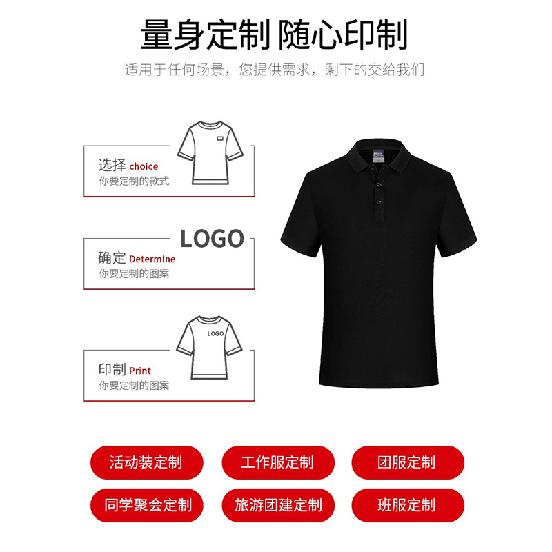 Lapel workwear customization new polo shirt T-shirt printed details Picture