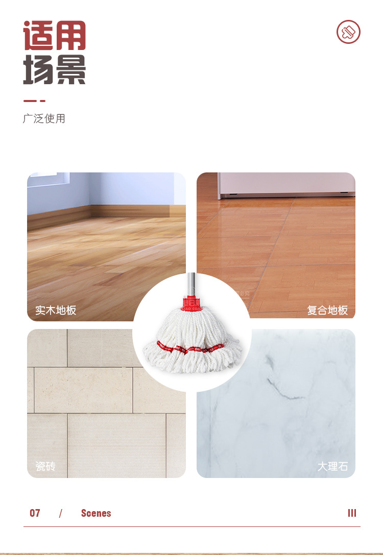 LIAO传统家用超细纤维水拖干湿两用棉纱墩布老式拖布拧水拖把日用百货家务清洁用品详情11