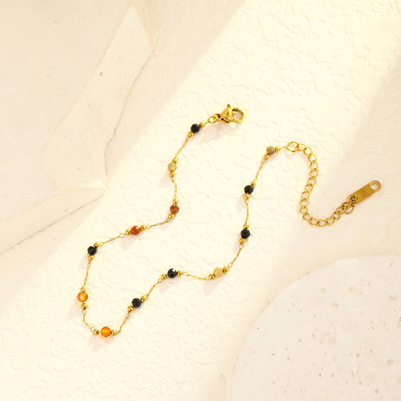 French Ins-style colorful titanium steel ankle chain, a niche design for women, candy-colored ankle chain, a versatile summer accessory for Internet celebrities Application Scenario