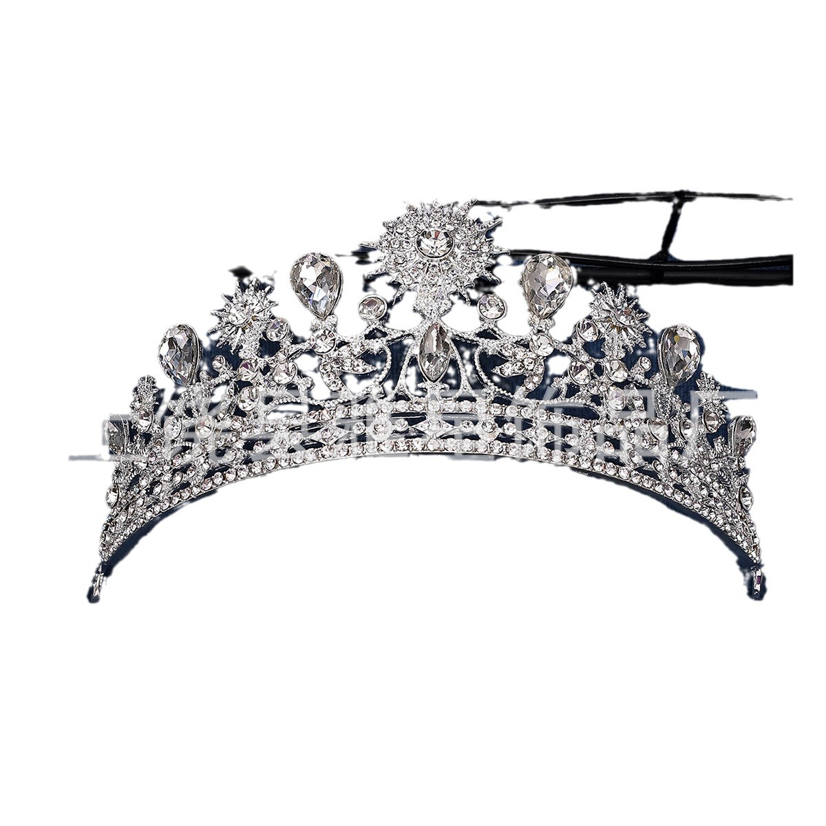 New diamond and silver princess headwear and hair crown from Europe and America, luxurious wedding dress and dress, super glittering crystal bride's crown Item Picture