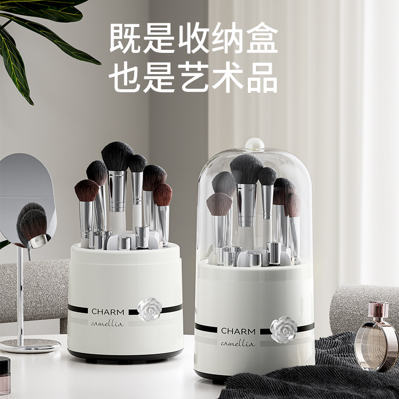 G26高级感化妆刷收纳桶大容量口红置物架防尘旋转筒桌面化妆品收纳盒细节图