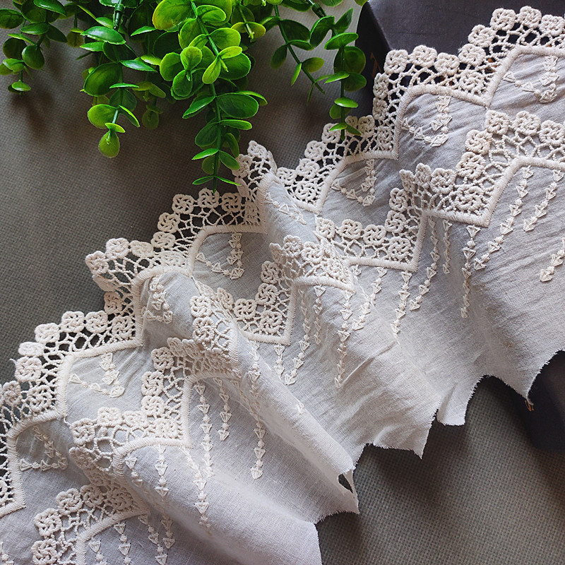 Tianteng Factory wholesres new types of cotton fabric with hollowed-out embroidery lace accessories, barcode home women's dress lace fabric Specification image