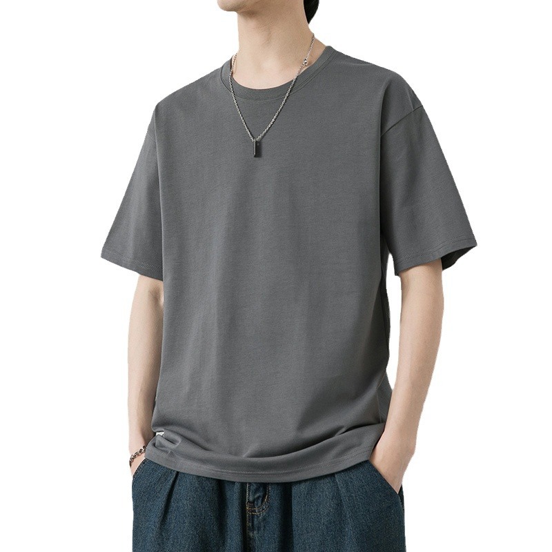 A new summer cotton short-sleeved T-shirt for men, a simple solid-color base layer for young people, a trendy ins versatile loose top Item Picture