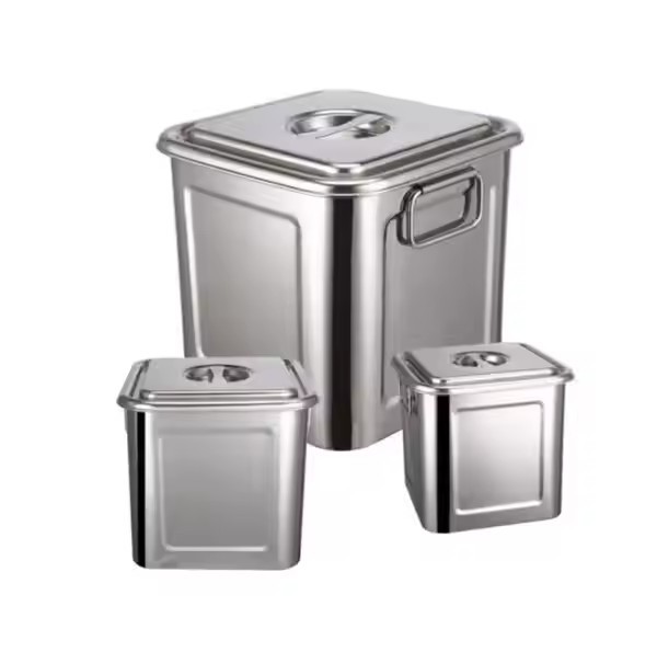 Rice Bucket 10 Kg 50 Kg 20 Kg Surface Bucket 10 Kg Square Household Rice Cylinder 30 Thickened Stainless Steel Rice Storage Box