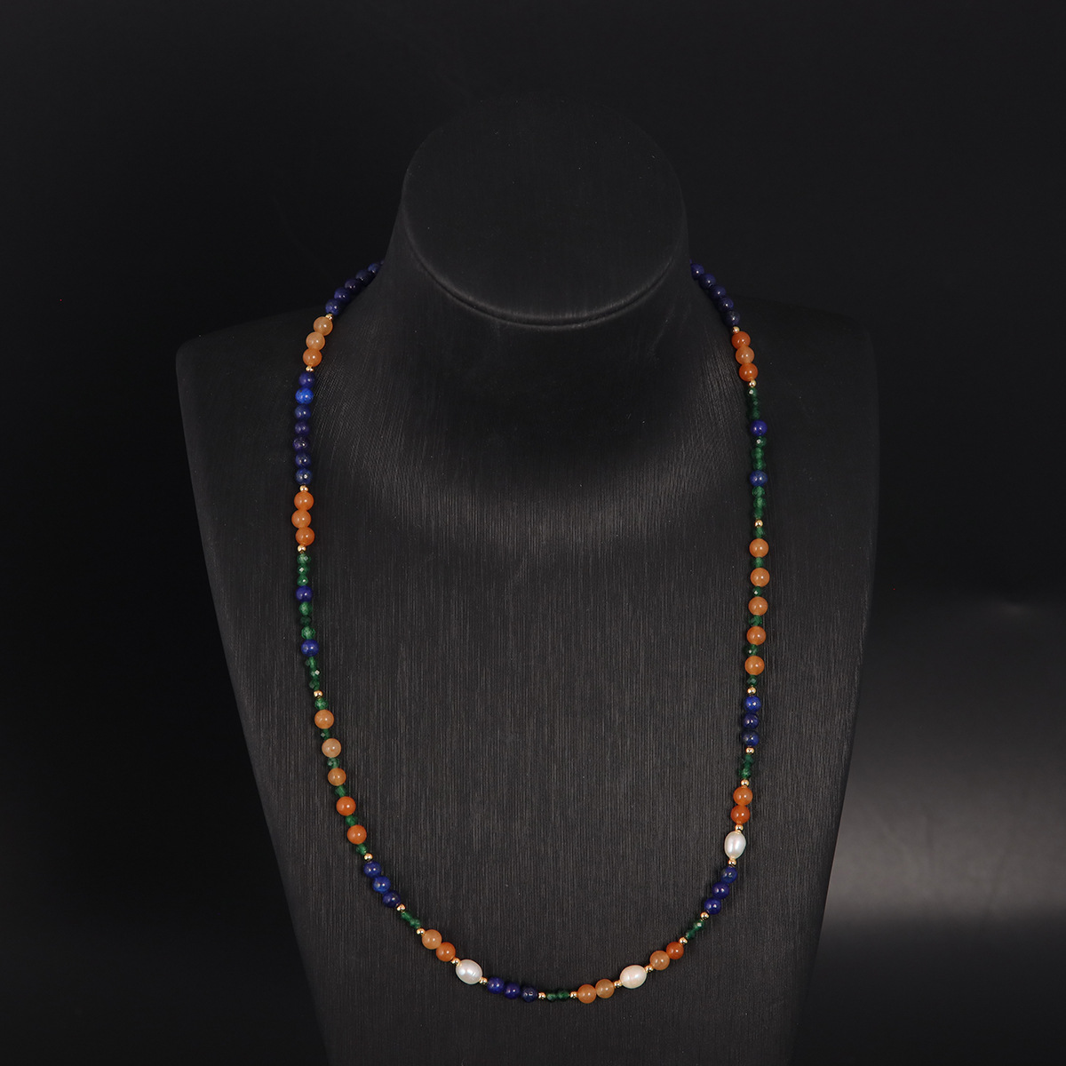 中古vintage轻奢小众设计高级气质中古青金石珍珠玛瑙新中式项链