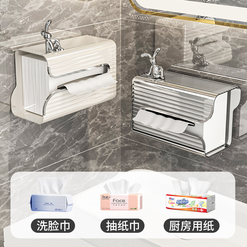 New Light Luxury Storage Box Bathroom Wall Hanging Tissue Box Free Punching Kitchen Toilet Living Room Pumping Paper Box Wholesale details Picture