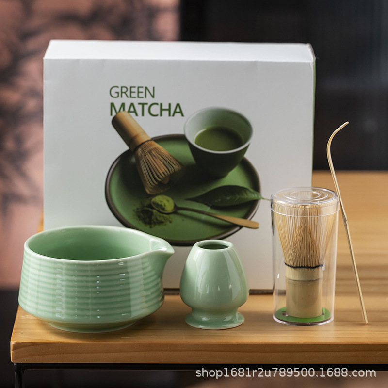 Cross-border Japanese-style kiln transformation retro matcha Hyabonri tools with spouts, Song Dynasty imitation tea whisking and beating utensils, tea set gift box