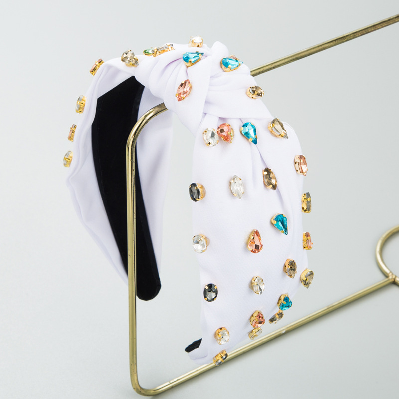 Hairband Europe And The United States New High Quality Cloth Full Drill Hoop Female Knotting Multi-Color Fashion Wide Edge Head Hoops Hair Accessories Foreign Trade details Picture