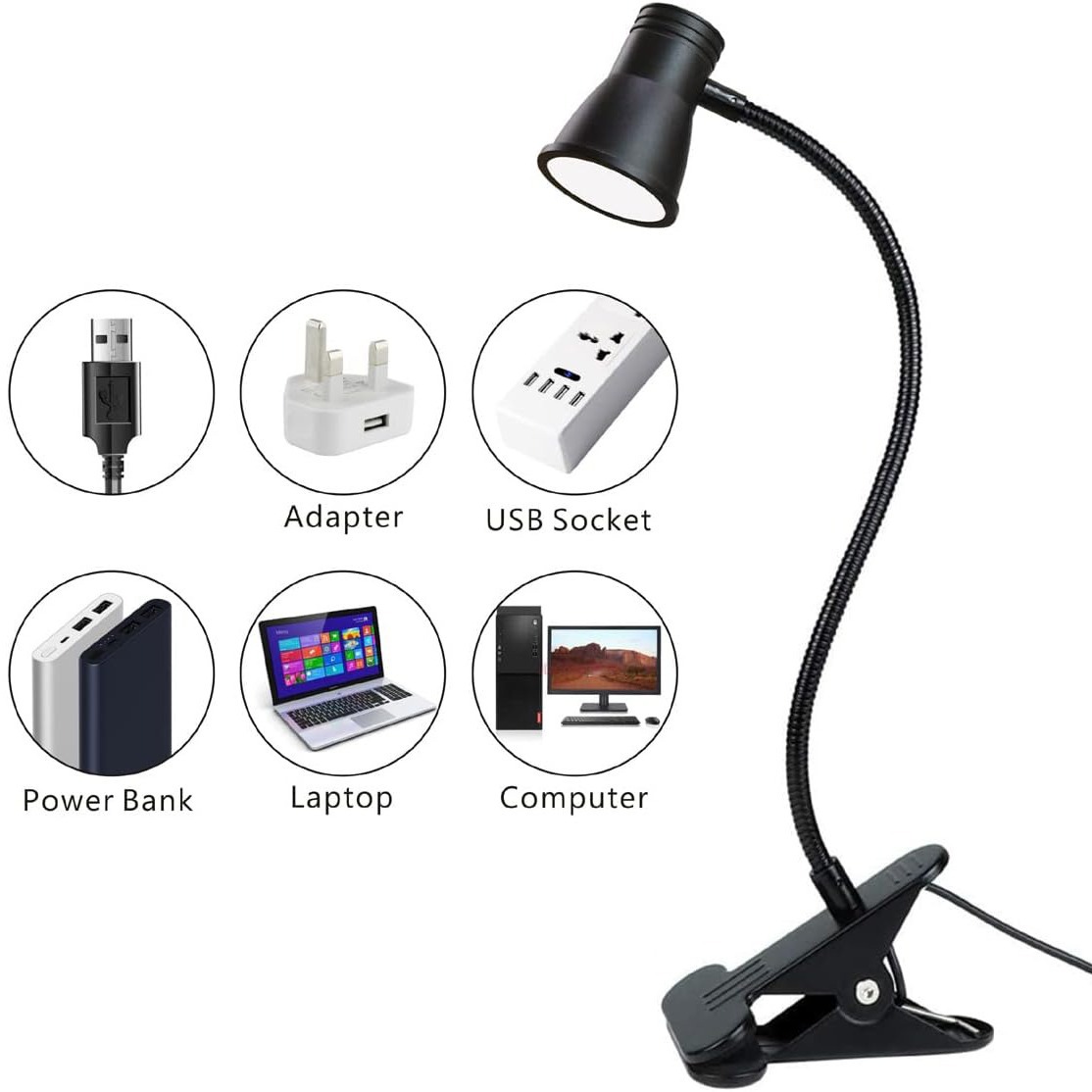 Creative trumpet-style clip desk lamp, LED student eye-protecting reading lamp, magnifying glass lamp, eye-protecting study and work lamp details Picture