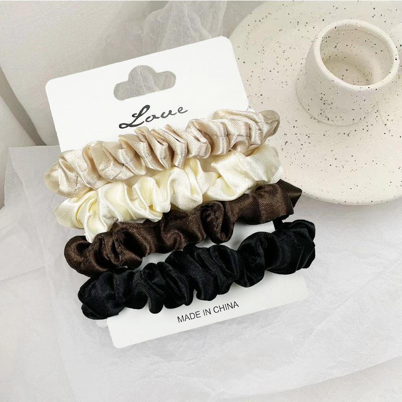 Korean pleated large intestine hair tie, chanel-style satin retro hair tie, elegant hair tie, graceful hair tie for women Specification image