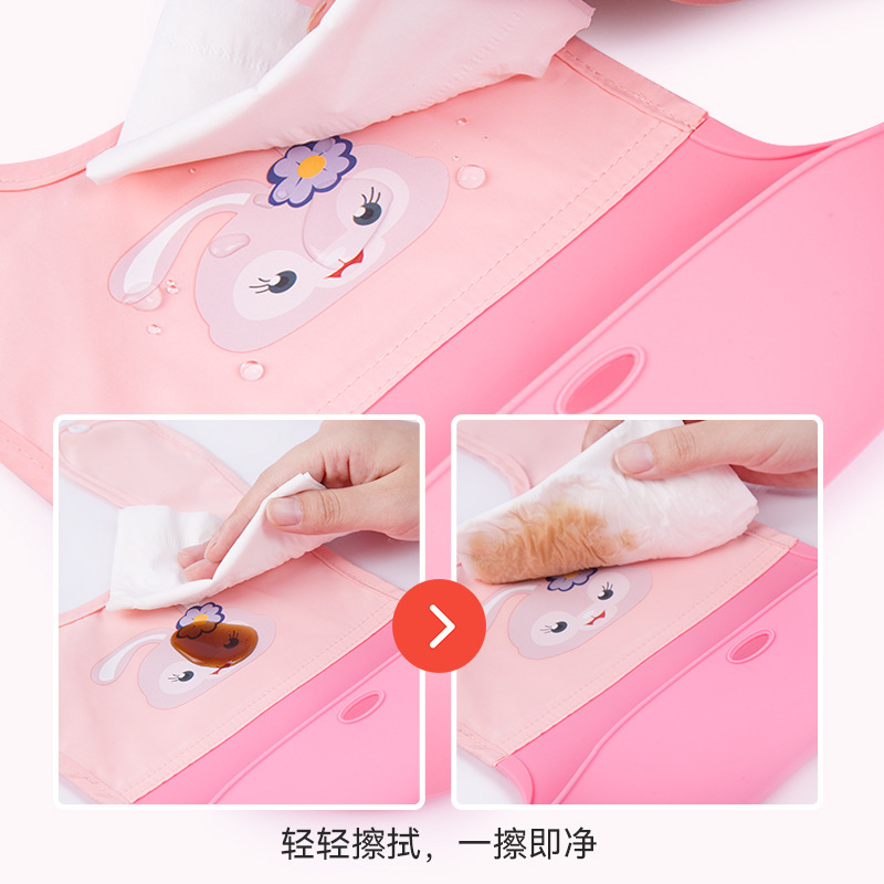 Cute baby silicone rice bag, children's eating bib, children's waterproof bib, food bag, baby drool bag Application Scenario