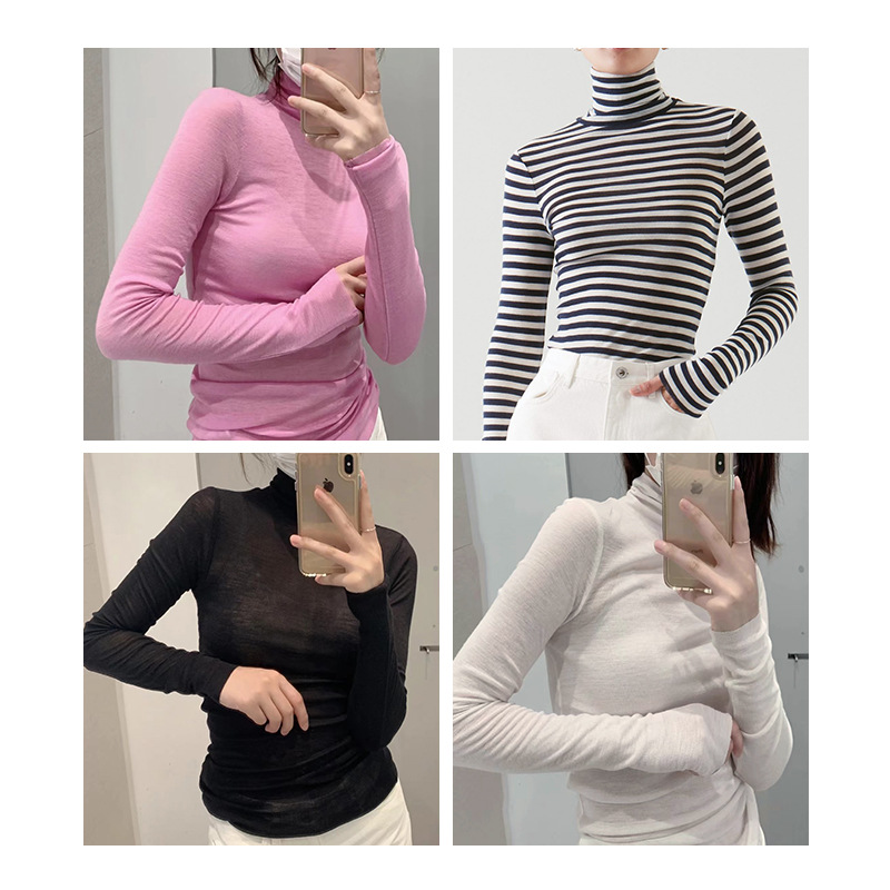 The 2022 autumn/winter new C brand women's slim-fit high-neck solid color wool base layer is a must-have for casual commuting