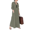 New casual and loose women's clothing from Europe and America, solid color lapel, long-sleeved, pocket, simple long dress, one-piece delivery Item Picture