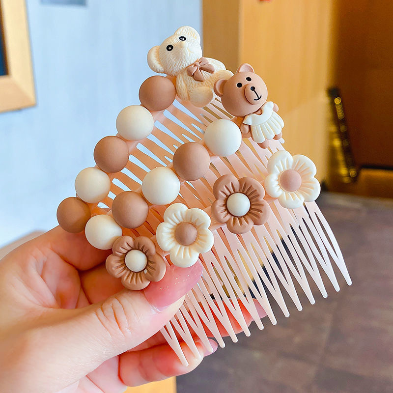 Cute Bear Insert Comb Broken Hair Arrangement Magic Cartoon Bangs Comb Card Hair Comb Non-Slip New Hairwear Headwear Woman details Picture
