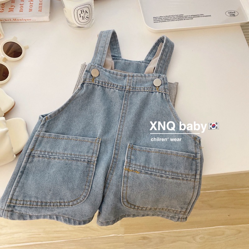 Girls' denim overalls and shorts, Korean children's clothing, loose capri pants for boys and girls, casual pants for girls, summer Specification image