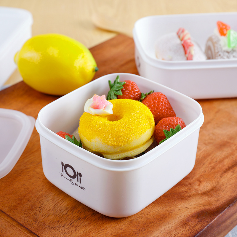 Refrigerator fruit crisper refrigerator storage box Microwave heating lunch box Plastic rectangular bento box Specification image