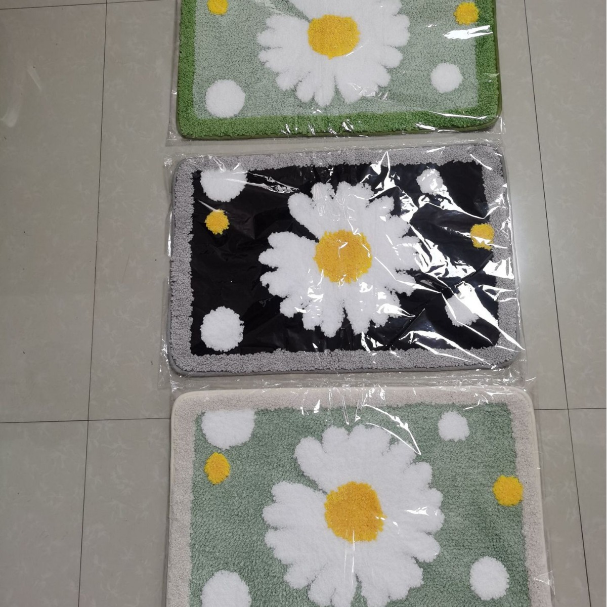 超纤簇绒绣花圆点雏菊花朵清新田园甜美室内卧室浴室吸水门垫地垫