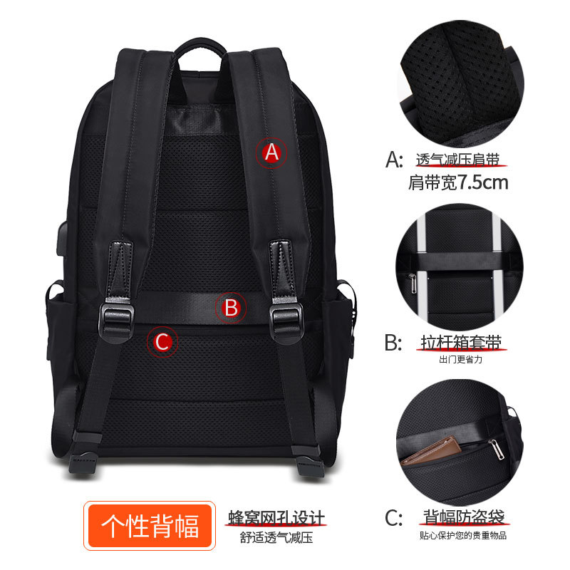 Men's backpacks, large-capacity one-piece consignment, trendy and fashionable backpacks, business computer bags, Korean version foreign trade student schoolbags Specification image