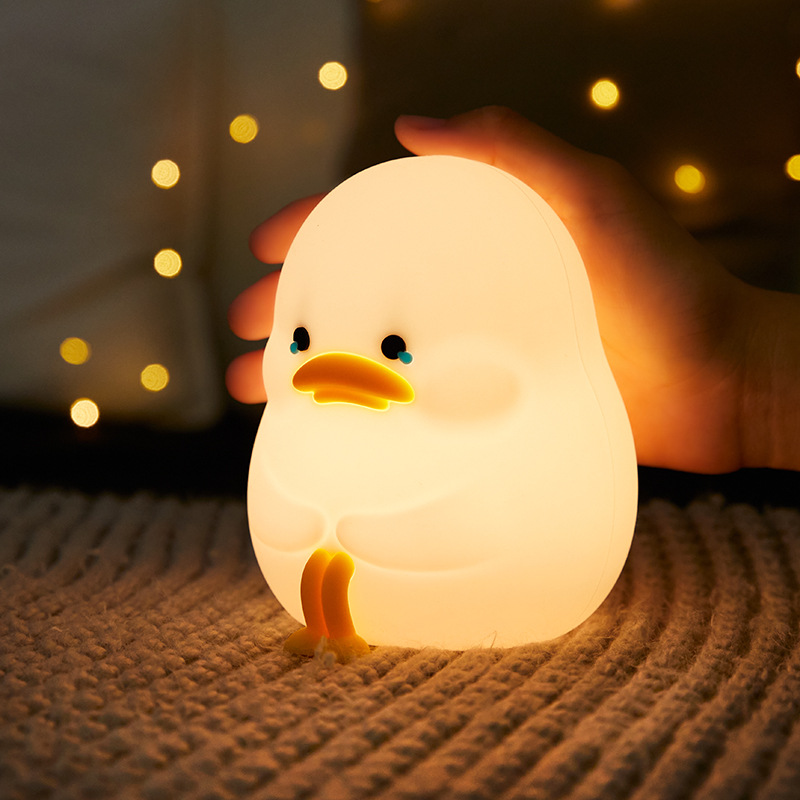 New creative EMO duck silicone night light, bedroom bedside ambient light, children's birthday gift night light wholesale Specification drawing