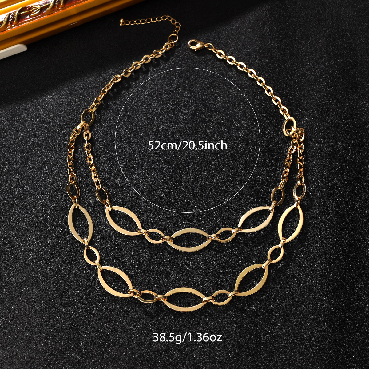 2024 Cross-Border New Simple High-Grade Necklace Hip Hop Thick Multi-Layer Necklace Personality Rap Collarbone Chain Accessories Specification drawing