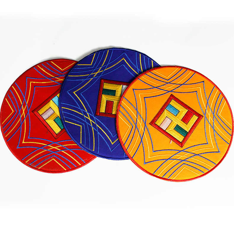Tibetan style eight auspicious cross bell pestle mat mat Hand embroidery tambourine mat non-slip multi-color optional Application Scenario