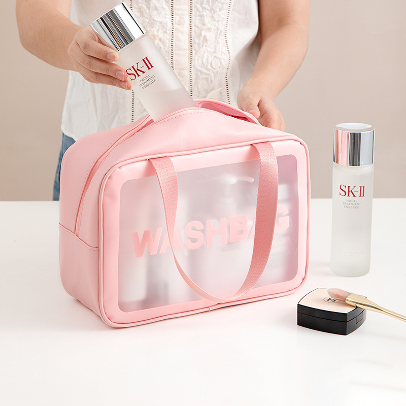 Pu Waterproof Makeup Bag Portable Large Capacity Clear Toiletry Bag Travel Scrub Makeup Storage Bag Swim Bag