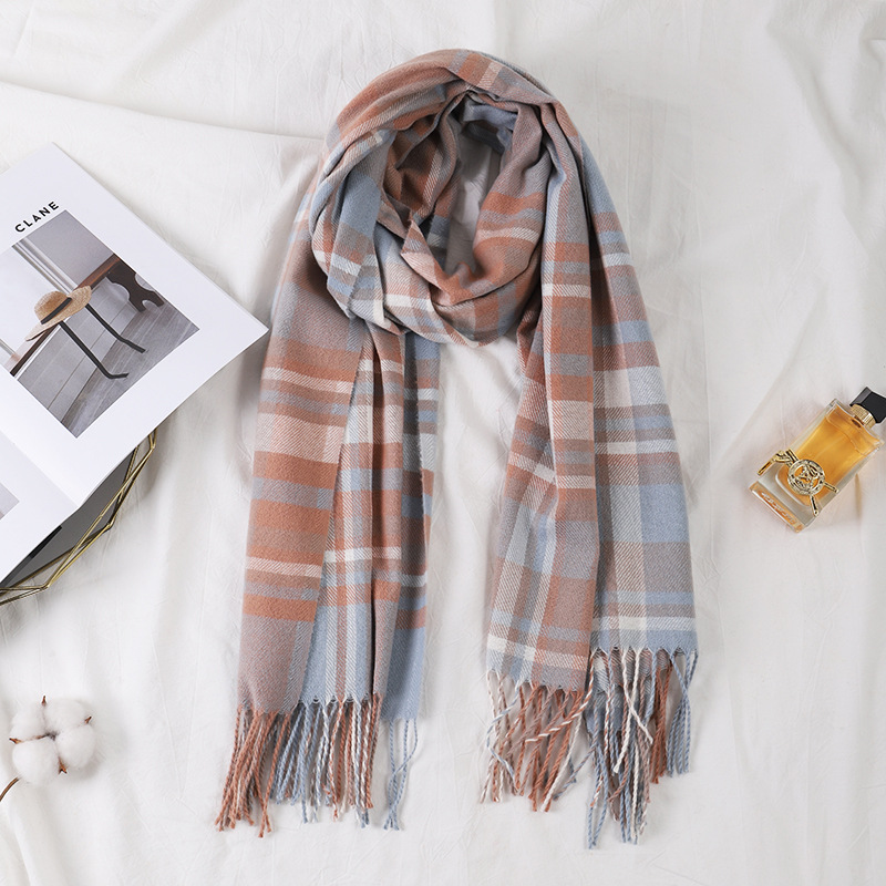 Classic British Plaid Scarf For Women Autumn-Winter Vintage Fashion Thickened Warm Shawl Korean Version Of The Tassel Bib Application Scenario