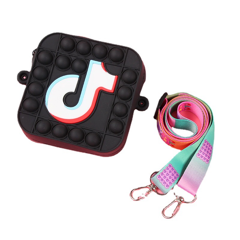 Cross-Border New Tiktok Children's Silicone Purse Rat Killer Pioneer Press Bubble One-Shoulder Diagonal Backpack Decompression Package Item Picture