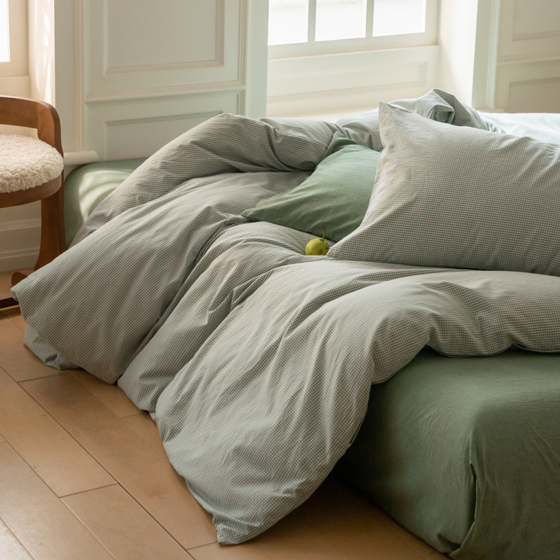 All-cotton yarn-dyed washed cotton four-piece set, pure cotton Muji manufacturer supplies bedding, duvet covers, Japanese quality bed covers wholesale Specification image