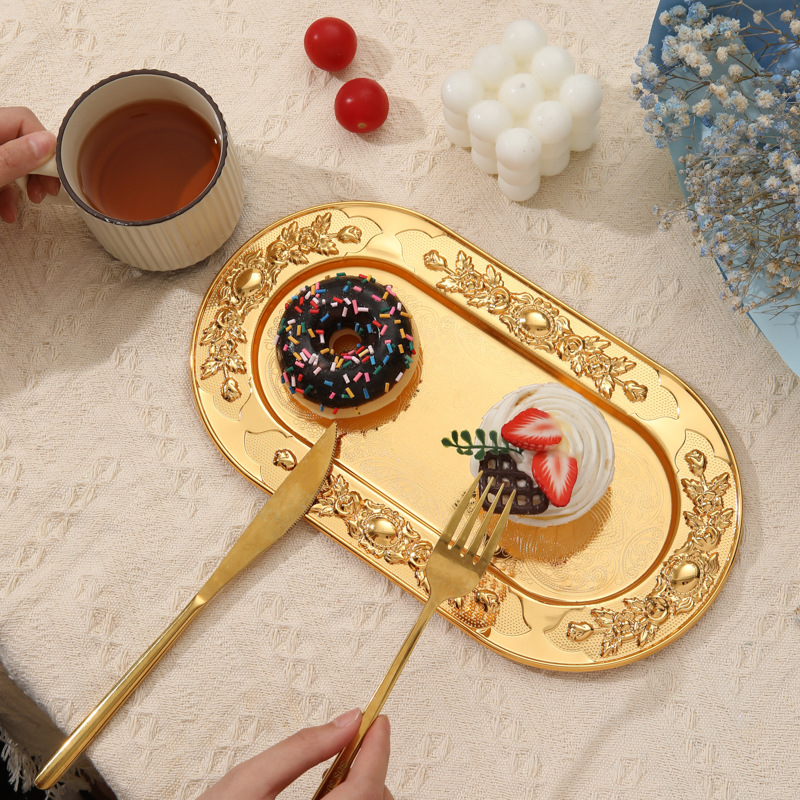High-Grade Fruit Plate Golden Tableware Dessert Plate High-Grade Creative Small Exquisite Dessert Plate Living Room Snack Tea Plate details Picture