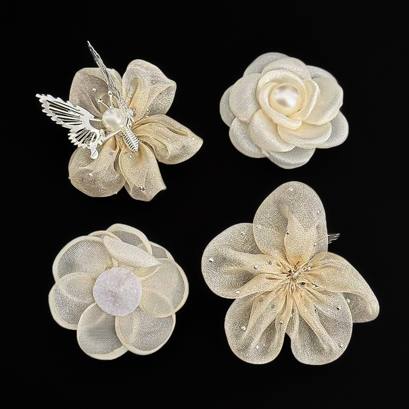 DIY fabric handmade shoes, flower accessories, beaded mesh, camellia flower petals, clothing accessories, diy ornaments and accessories pic 10