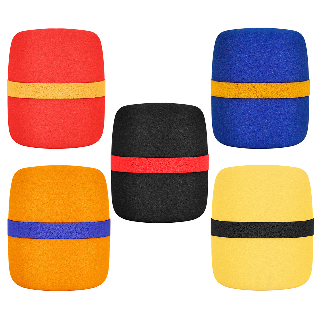 Thickened color ring microphone sponge cover, windproof and shockproof case, 5 pieces of non-disposable microphone sponge cover Item Picture