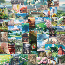 60 cartoon cartoon landscape graffiti stickers personalized decoration guitar notebook suitcase DIY waterproof stickers