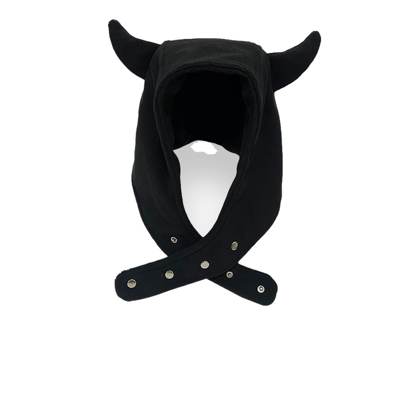 Dark and cute little devil ear-shaped headwear Lei Feng hat for women, warm and trendy in autumn and winter, and unique plush headwear for men Item Picture