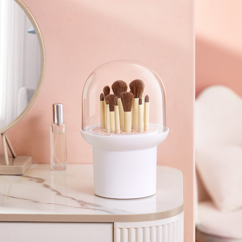 Makeup Brush Storage Container Makeup Brush Bucket Brow Pencil Portable Desktop Dustproof Pencil Holder Lipstick With Lid Specification drawing