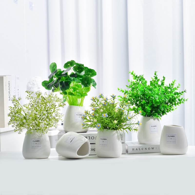 仿真花小翠菊假花装饰摆台雏菊花束满天星带瓶批发外贸代发仿真盆栽