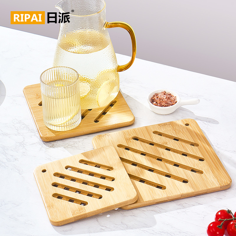 Coaster placemat bamboo thermal mat pot mat Wooden kitchen table thermal mat anti-scalding bowl mat bamboo Specification drawing