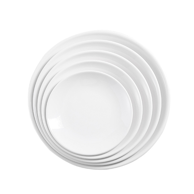 白色仿瓷密胺餐具圆盘平盘塑料碟子自助餐西餐盘商用圆形盘子批发详情图5
