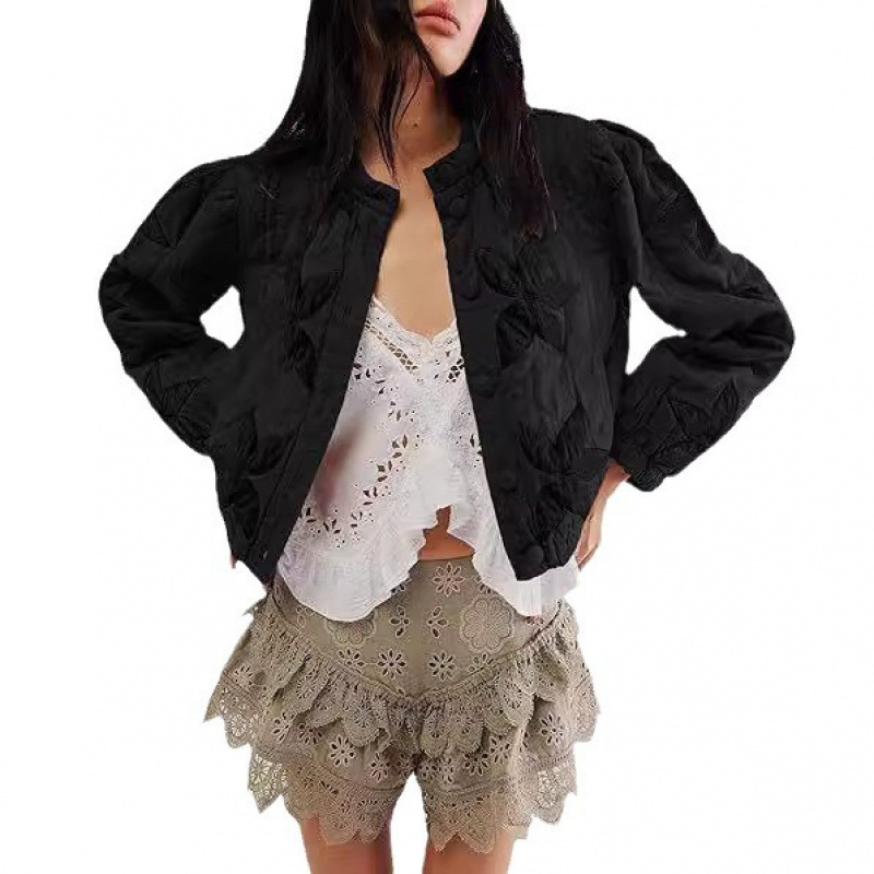 In the autumn and winter of 2024, Amazon's best-selling quilted and embroidered high-quality washable cotton maple leaf patch embroidered women's coats and cotton-padded jackets Item Picture