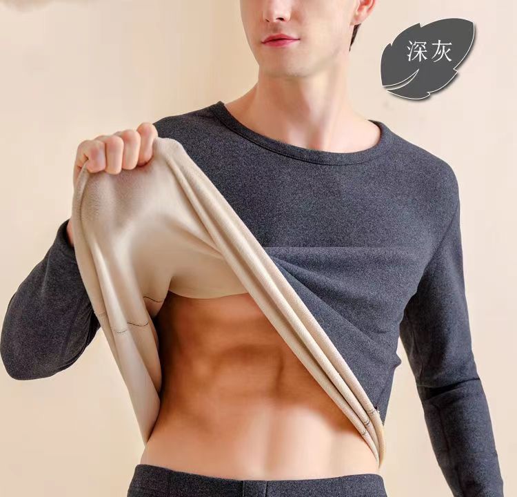 男士羊羔绒一体绒保暖内衣套装加厚无痕秋衣秋裤冬季纯色保暖套装详情17