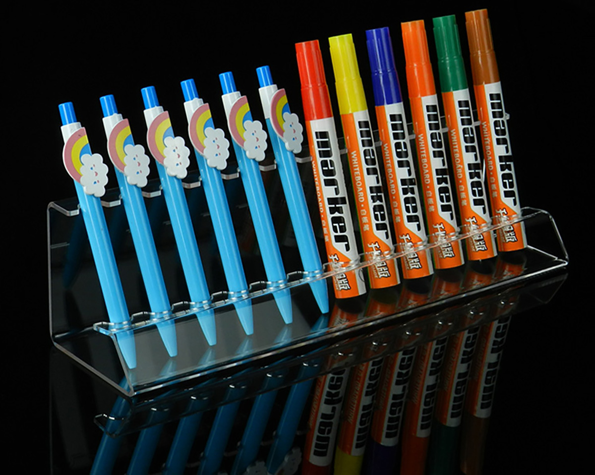 亚克力笔托亚克力文具展示托架笔托架 一体成型流线款GD0136产品图