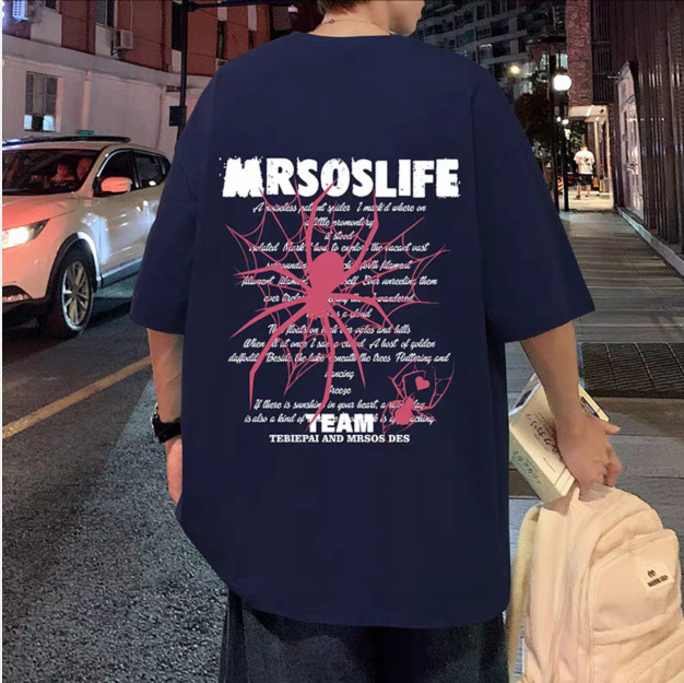 Summer Cotton T-Shirt Men 2024 New Couple American Hip Hop Fashion Brand Print Trend Hong Kong Wind Loose Half Sleeve T Application Scenario