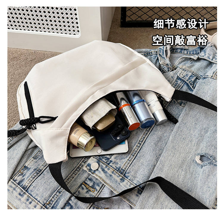 斜挎包女包简约时尚大容量轻便学生单肩健身包百搭跨境饺子包详情10