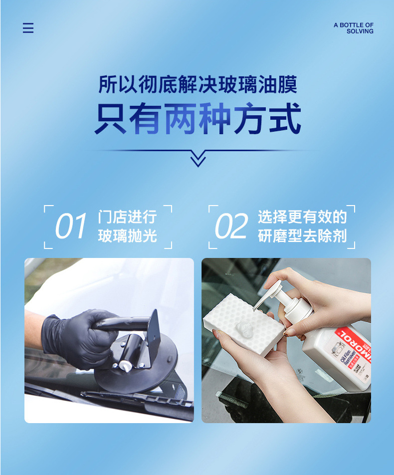 汽车油膜玻璃清洁乳车窗清洗剂塑料玻璃通用清除抖音快手一件代发详情7
