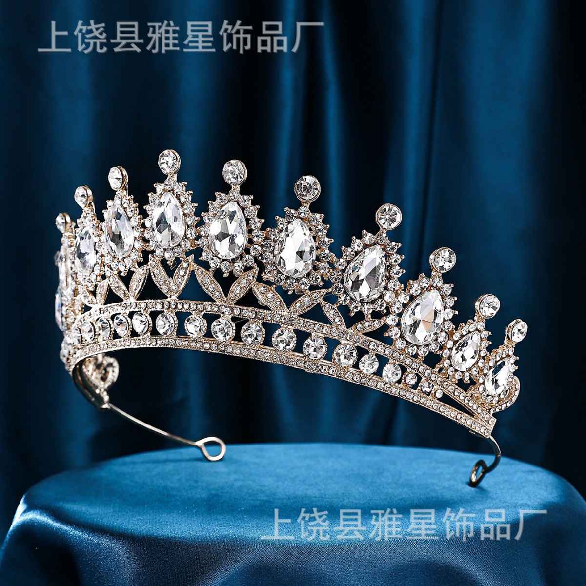 European and American popular women's crown zinc alloy wedding dress, golden hair band, bride's wedding hair accessory, European and American bride's crown details Picture
