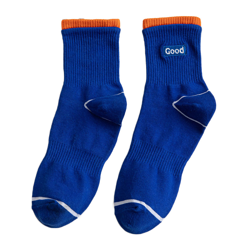 Basketball socks, men's mid-leg socks, GOODLUCK embroidered anti-odor and sweat-absorbing sports socks, ins trendy men's long socks, Spring and autumn Item Picture