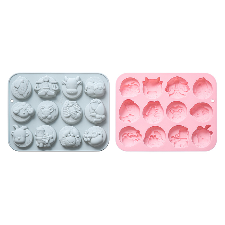 Stock 12 In 12 Constellations Molding Silicone Mold Drop Glue Chocolate Mold Baking Tool Ice Lattice Cake Mold Item Picture